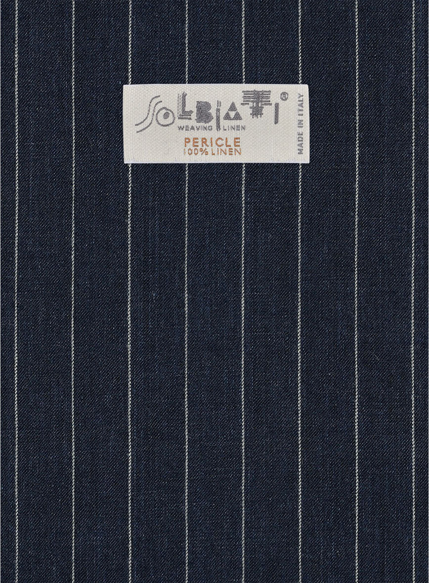 Solbiati Dark Blue Stripe Linen Pants - StudioSuits