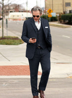 Solbiati Dark Blue Stripe Linen Suit - StudioSuits