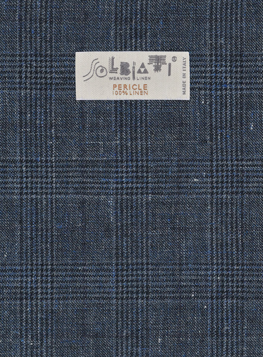 Solbiati Empire Blue Glen Linen Pants - StudioSuits