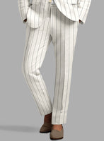 Solbiati Ivory Wide Stripe Linen Pants - StudioSuits