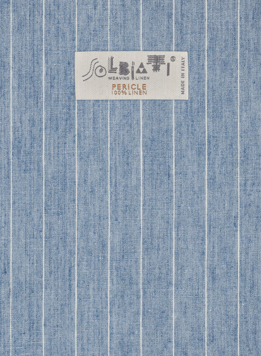 Solbiati Light Blue Stripe Linen Jacket - StudioSuits
