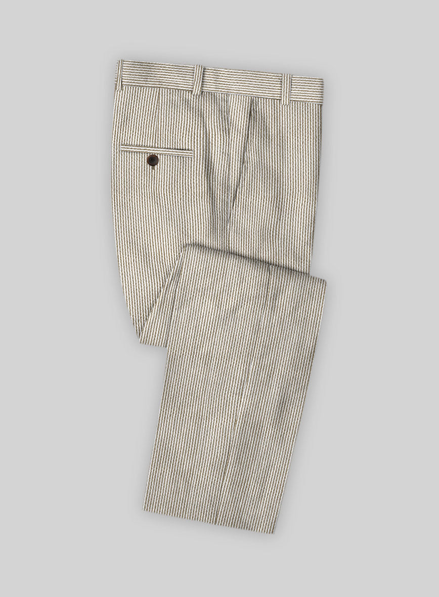 Solbiati Light Brown Seersucker Pants - StudioSuits
