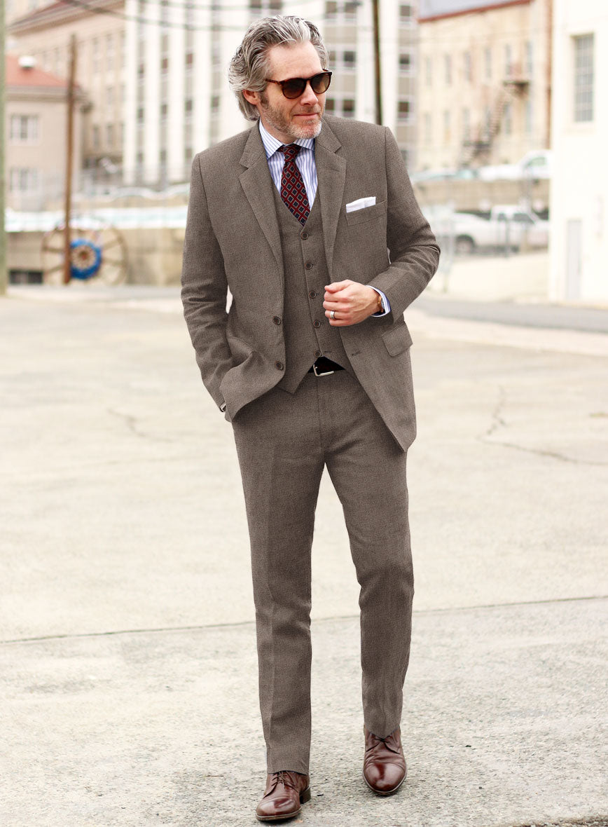 Solbiati Twill Stone Brown Linen Suit - StudioSuits