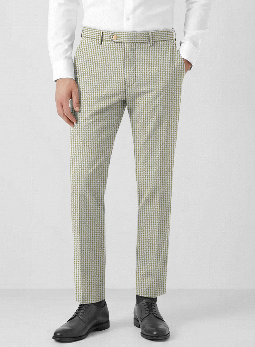 Men's Solbiati Gingham Beige Seersucker Pants by StudioSuits Men's Solbiati Gingham Beige Seersucker Pants by StudioSuits