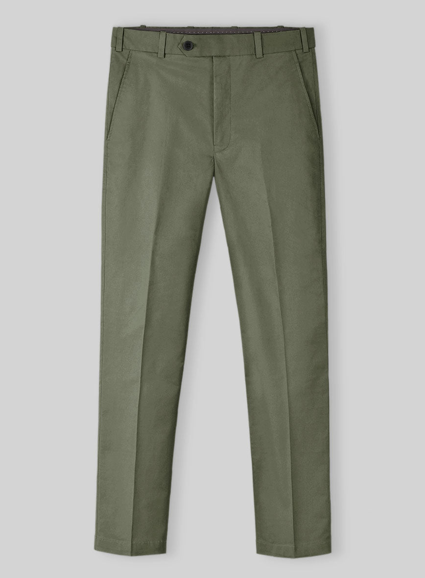 Stretch Summer Olive Green Chino Pants - StudioSuits
