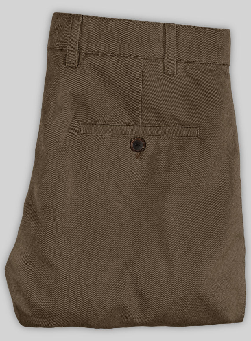 Washed Stretch Summer Weight Brown Chino Pants - StudioSuits
