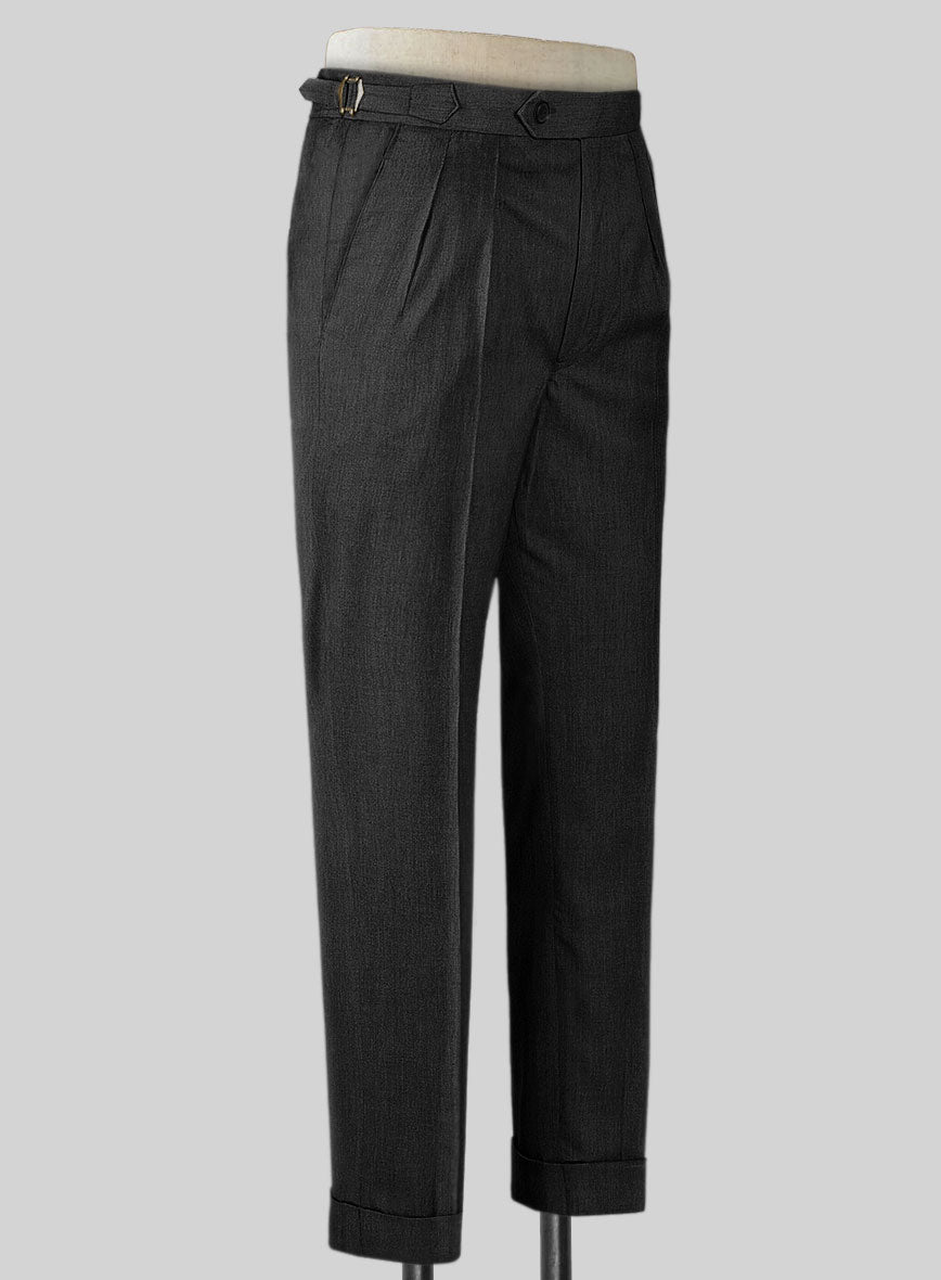 Stretch Charcoal Wool Highland Trousers - StudioSuits