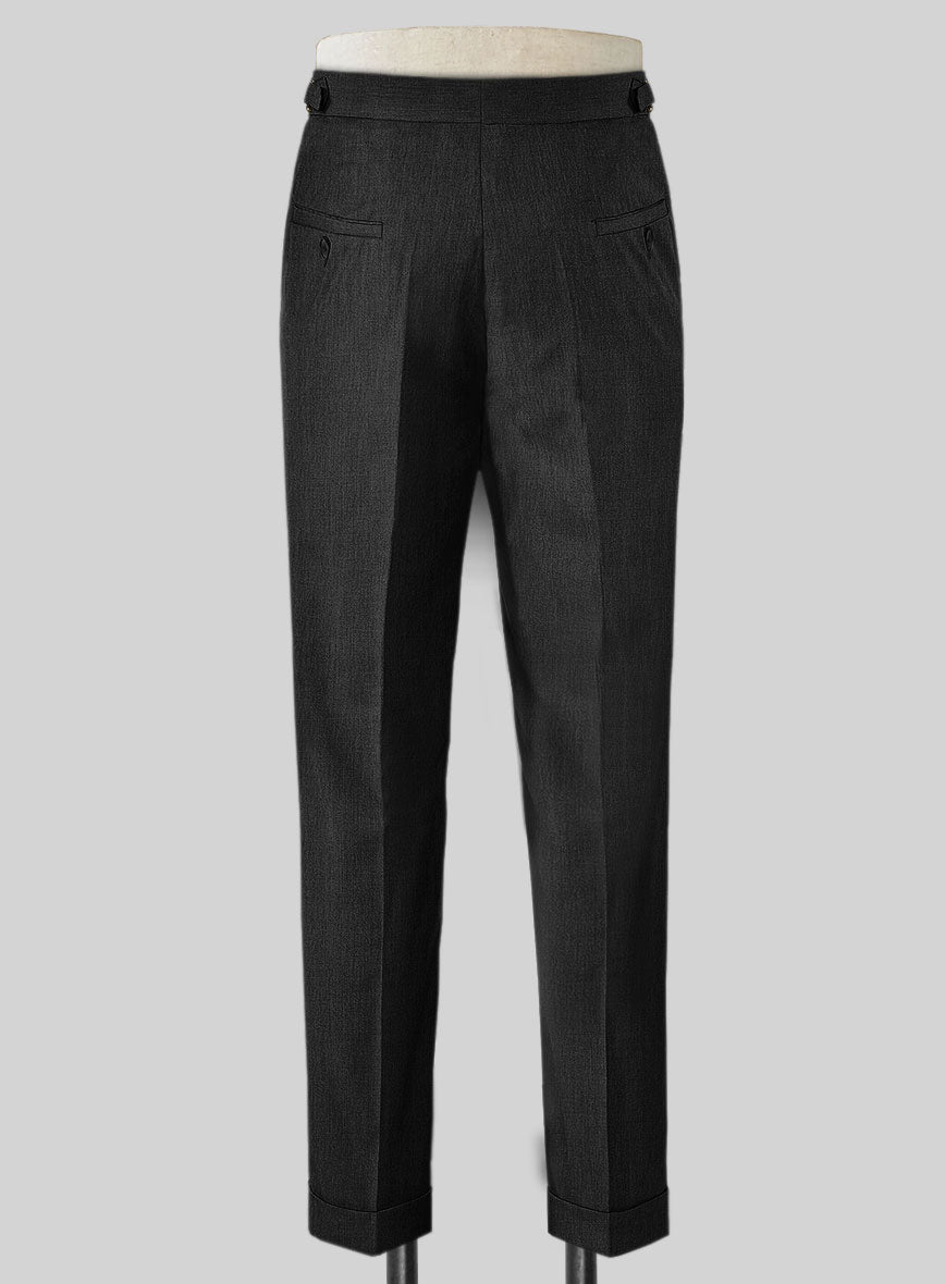 Stretch Charcoal Wool Highland Trousers - StudioSuits