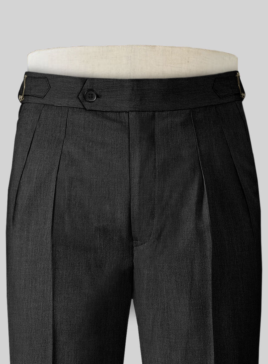Stretch Charcoal Wool Highland Trousers - StudioSuits
