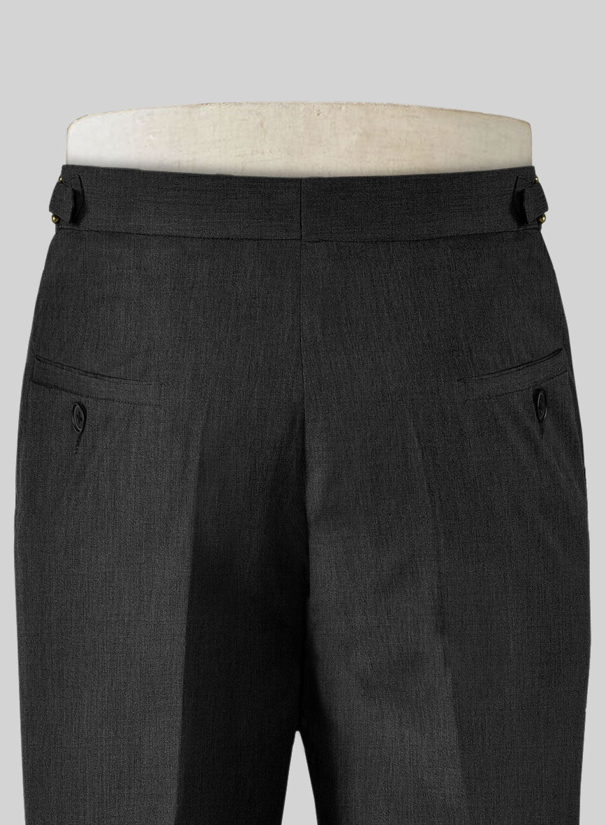 Stretch Charcoal Wool Highland Trousers - StudioSuits