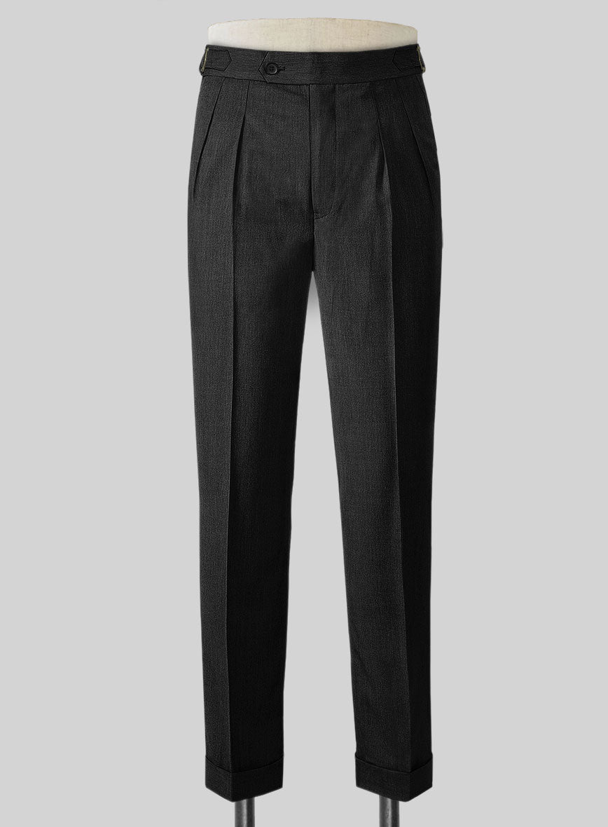 Stretch Charcoal Wool Highland Trousers - StudioSuits