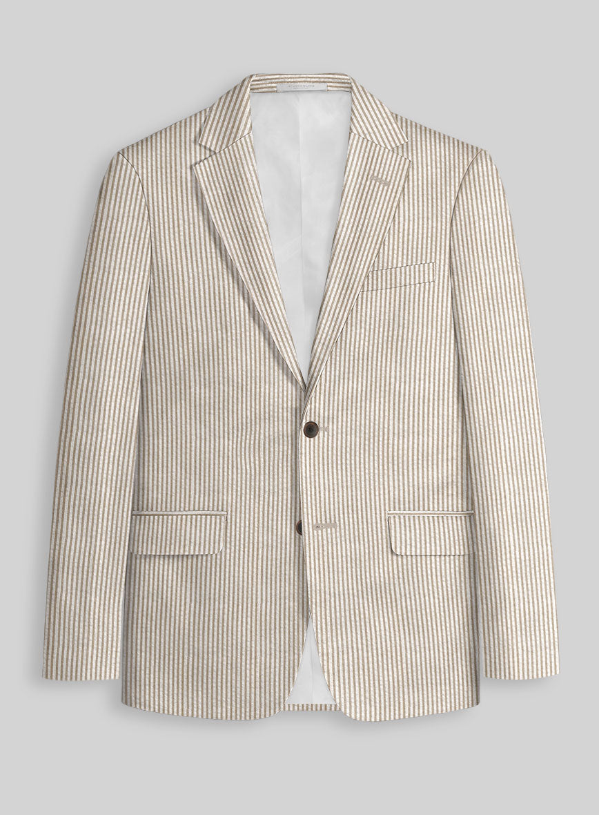 Tan Seersucker Jacket - StudioSuits