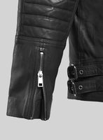 Thunderbolt Black Moto Leather Jacket - StudioSuits