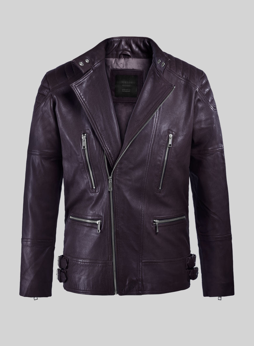 Thunderbolt Purple Moto Leather Jacket – StudioSuits