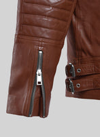 Thunderbolt Tan Moto Leather Jacket - StudioSuits