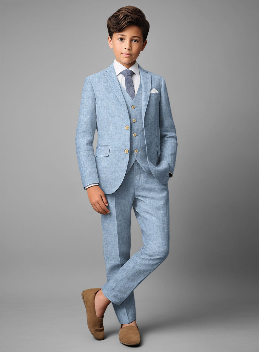 Tropical Blue Pure Linen Boys Suit - StudioSuits