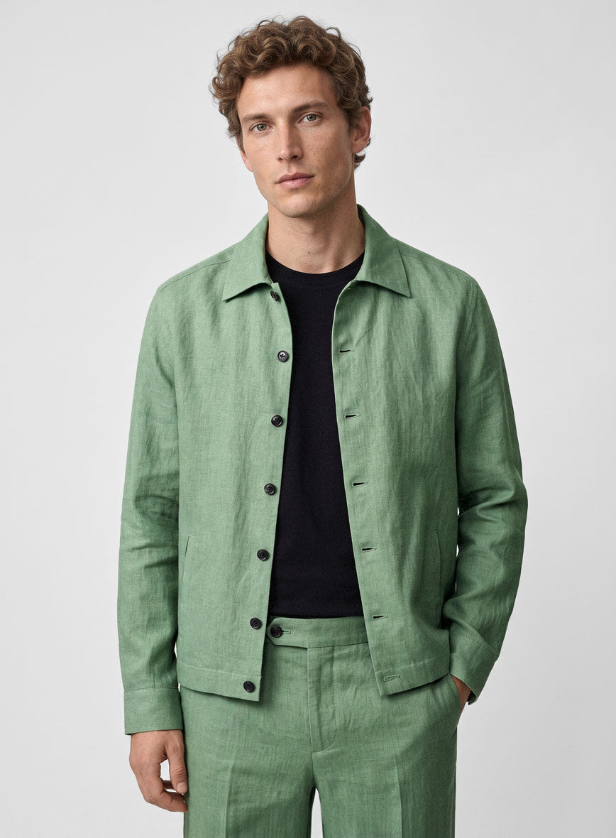 Trucker Italian Linen Mojito Green Shirt – StudioSuits