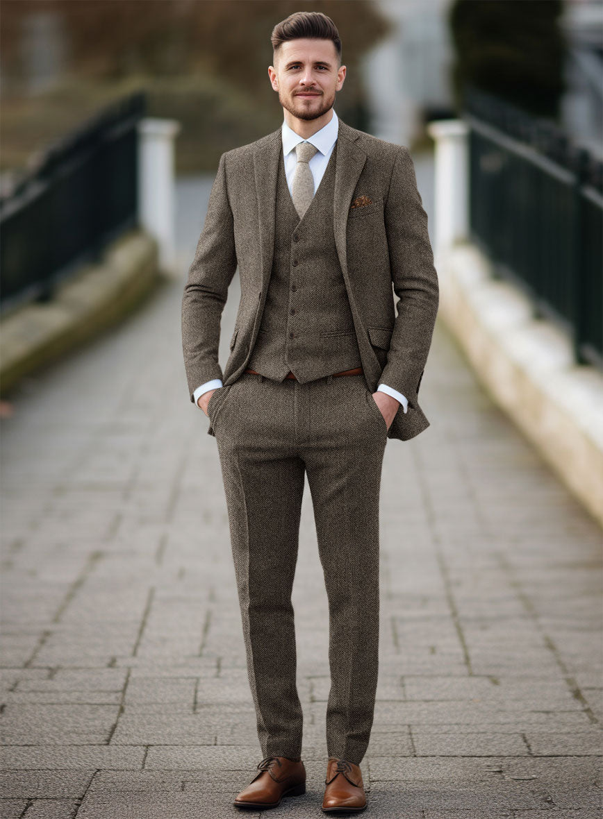 Vintage Dark Brown Herringbone Tweed Suit StudioSuits Vintage Dark Brown Herringbone Tweed Suit StudioSuits