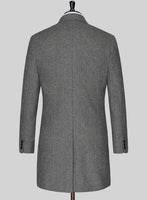Vintage Herringbone Gray Tweed Overcoat - StudioSuits