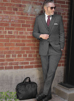 Vintage Plain Dark Gray Tweed Suit - StudioSuits