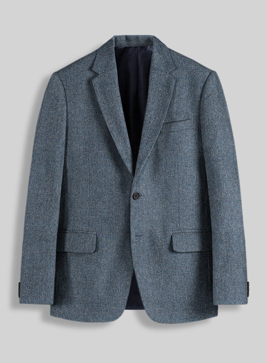 Vintage Herringbone Blue Tweed Suit - StudioSuits