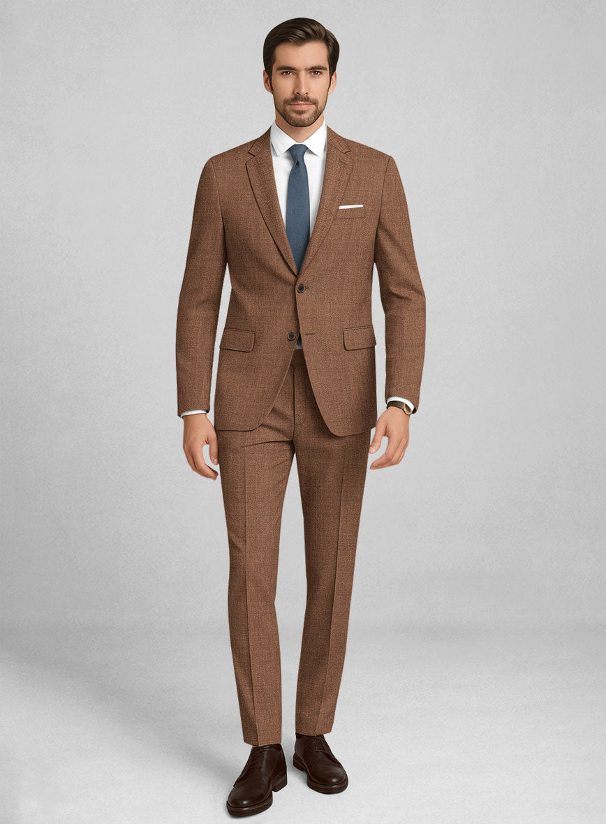 Walnut Brown Hopsack Suit - StudioSuits