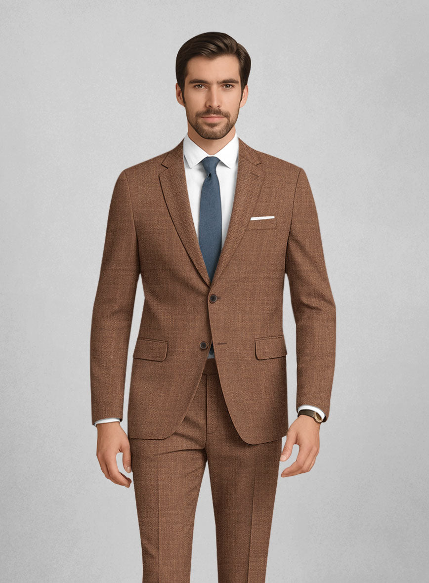 Walnut Brown Hopsack Suit - StudioSuits