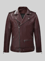 Wanderer Burgundy Riding Leather Jacket - StudioSuits