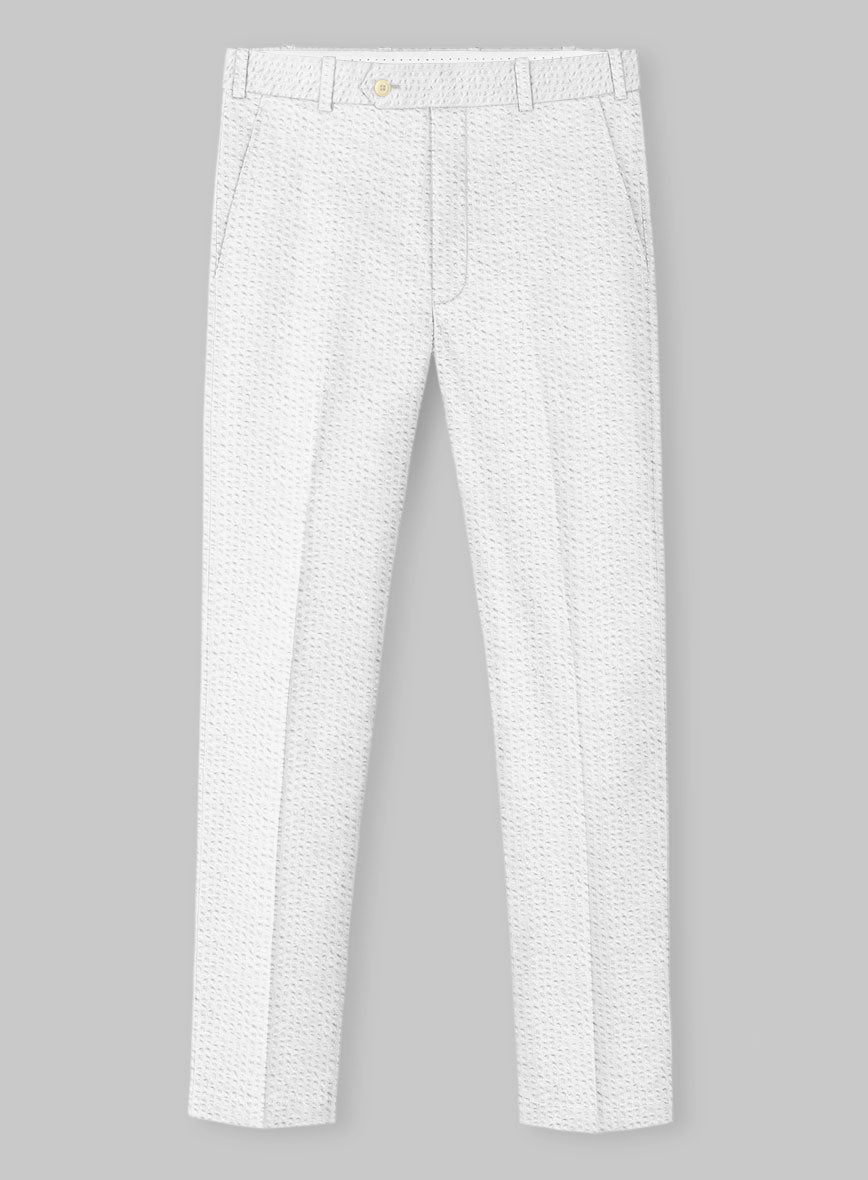 White Seersucker Pants - StudioSuits