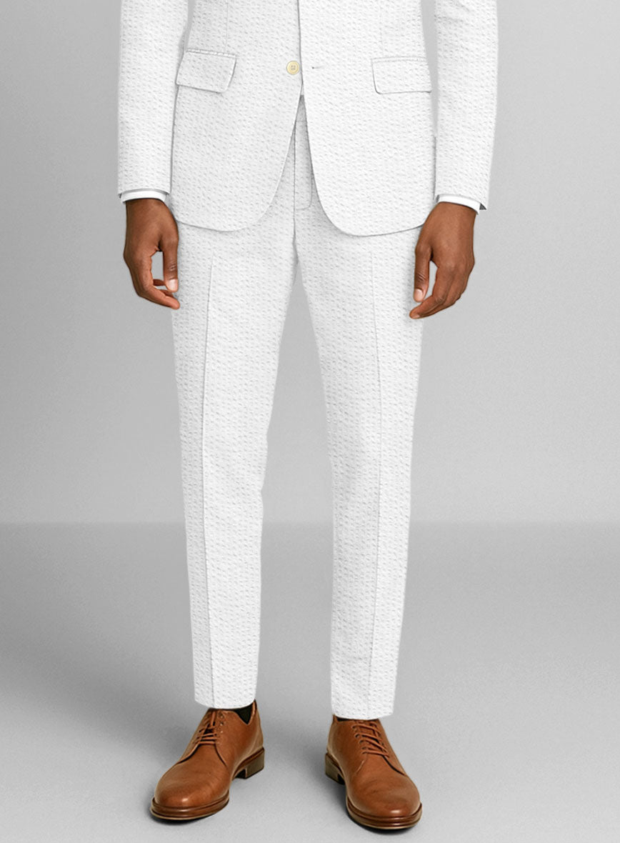 White Seersucker Pants - StudioSuits