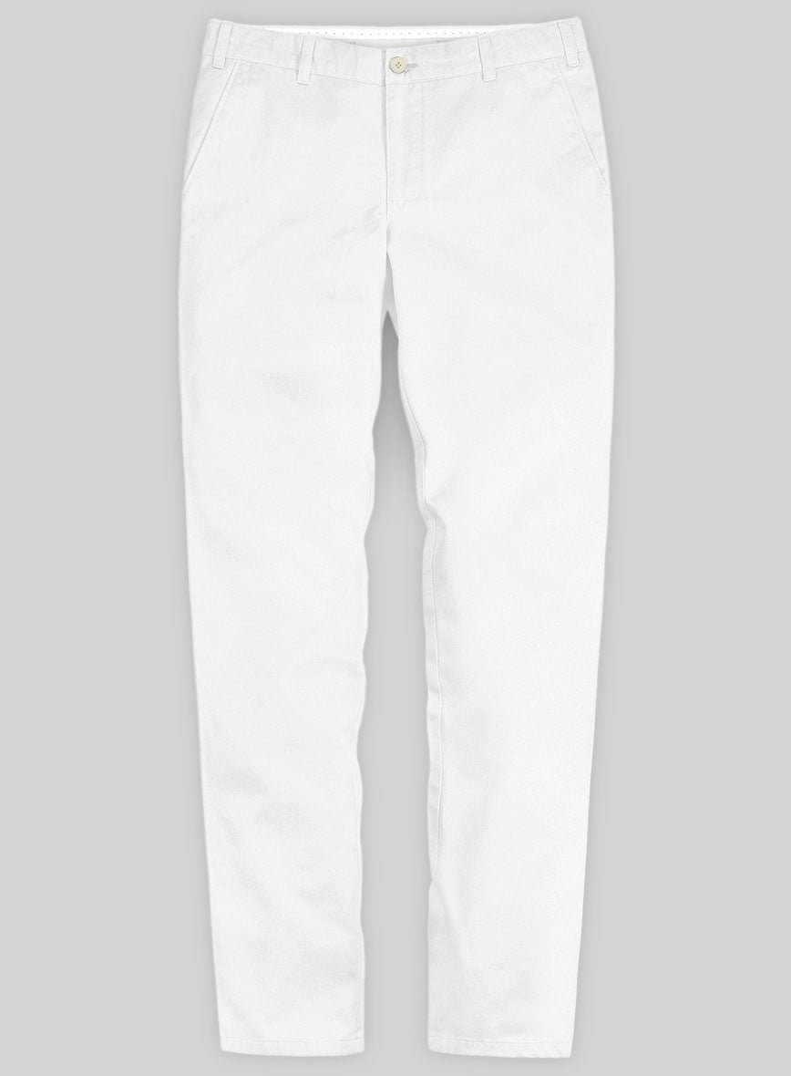 Washed White Stretch Chino Pants - StudioSuits