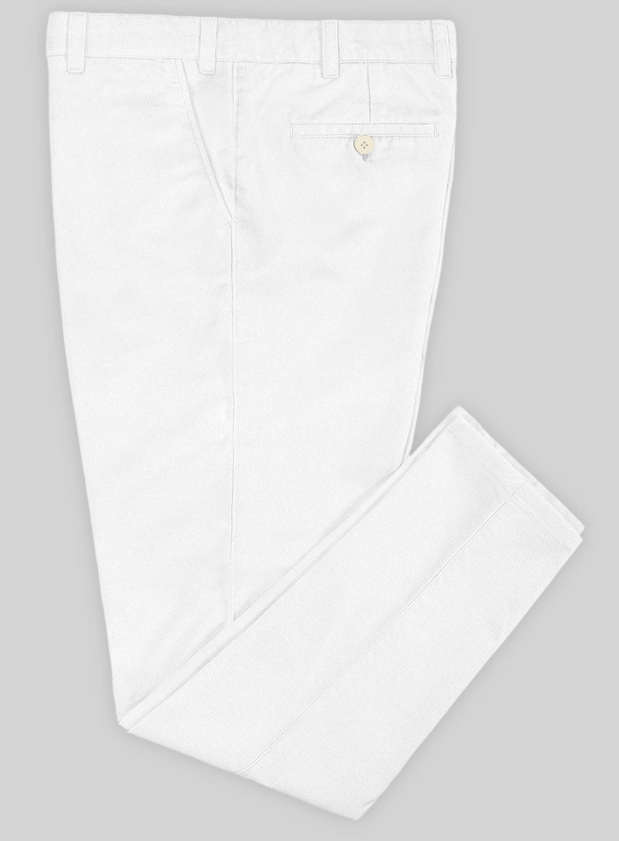 Washed White Stretch Chino Pants - StudioSuits