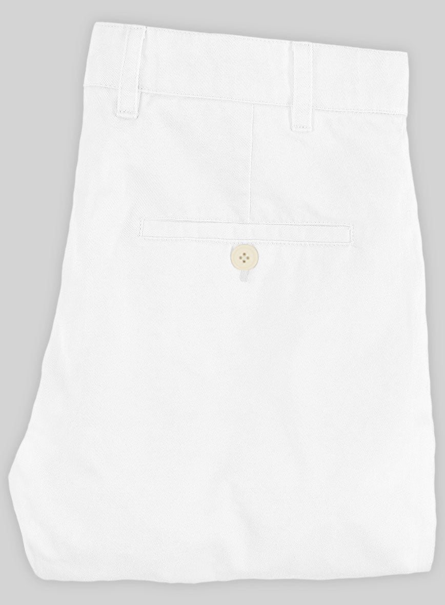 Washed White Stretch Chino Pants - StudioSuits