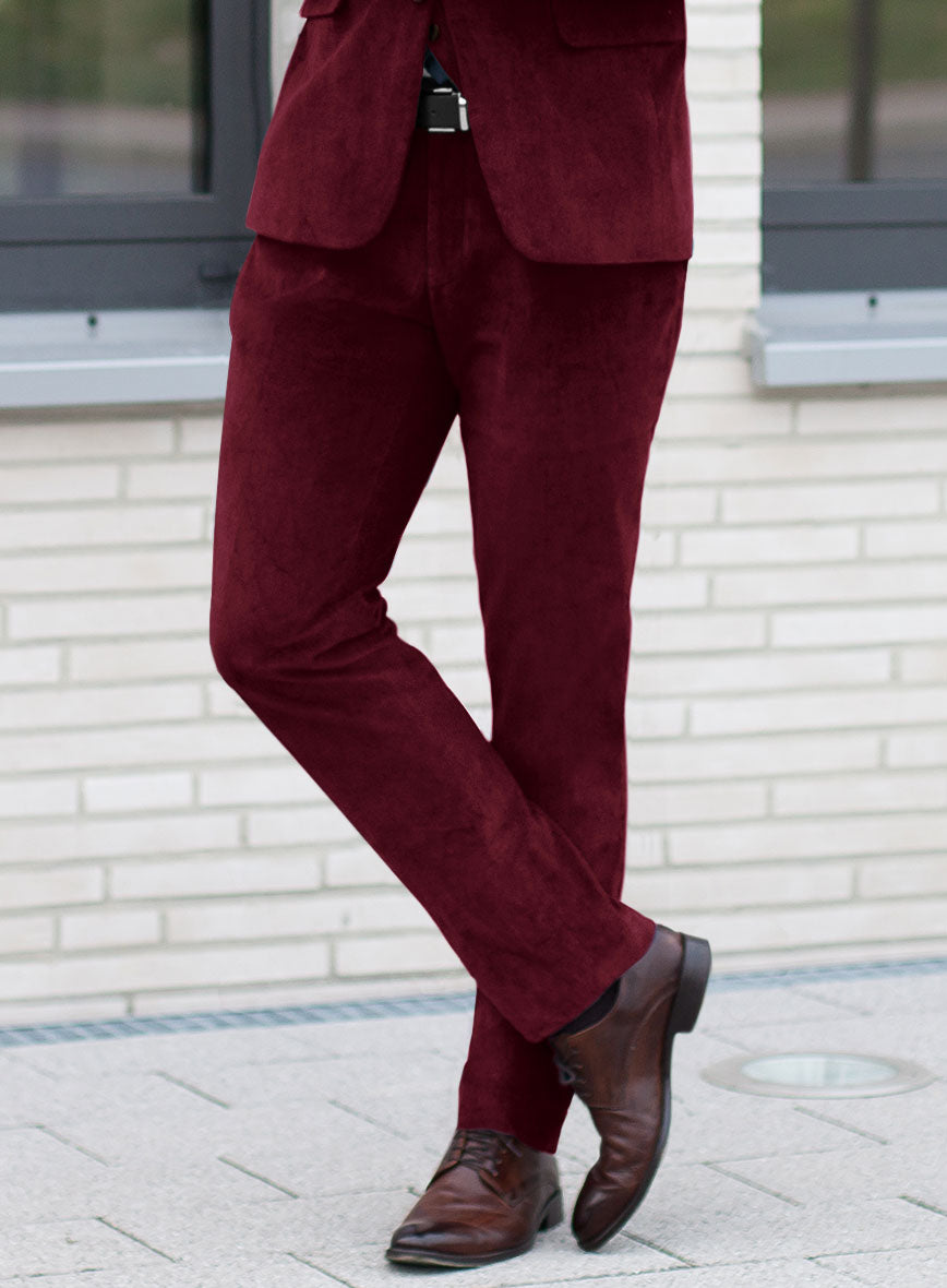 burgundy velvet dress pants Men's Wine Velvet Pants by StudioSuits