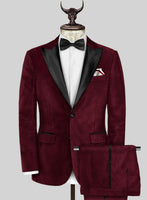Wine Velvet Tuxedo Suit - StudioSuits