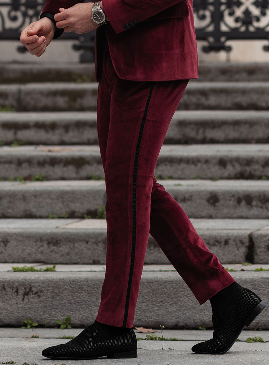 Wine Velvet Tuxedo Suit - StudioSuits