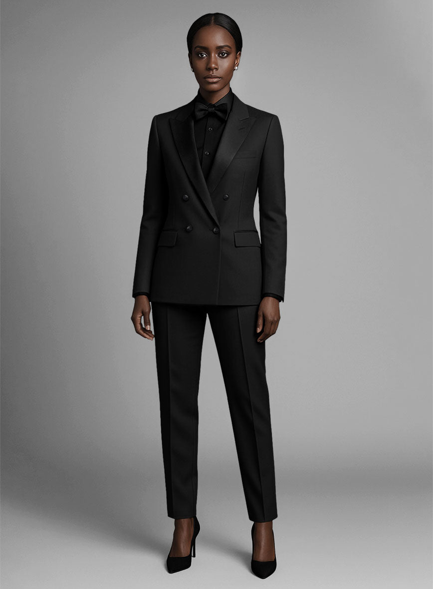 Women's Black Smoking Double Breasted Tuxedo Suit – StudioSuits