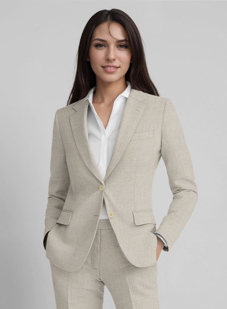 Beige Black Striped Linen Shirt Jacket 19179