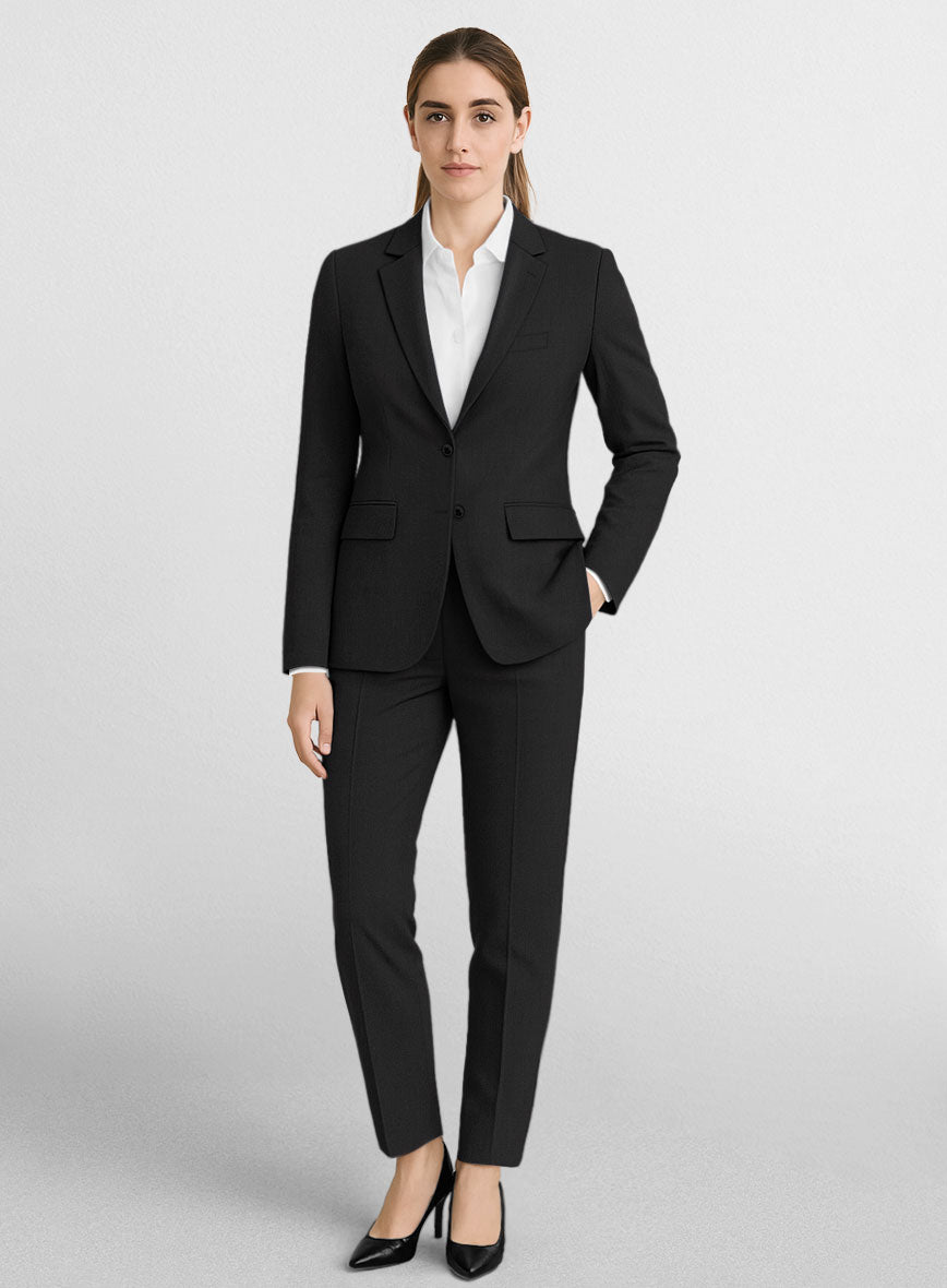 Women's Black Wool Suit - StudioSuits