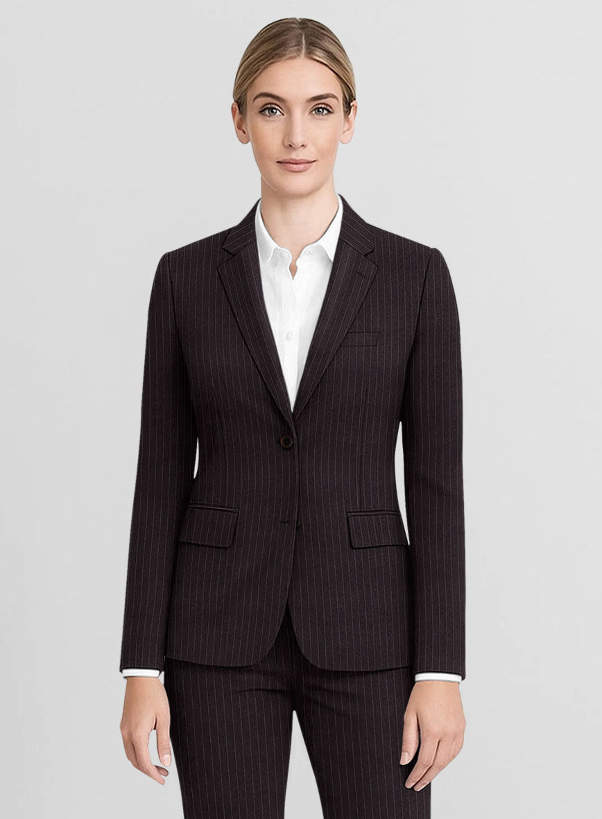 Women's Brown pinstripe Jacket - StudioSuits