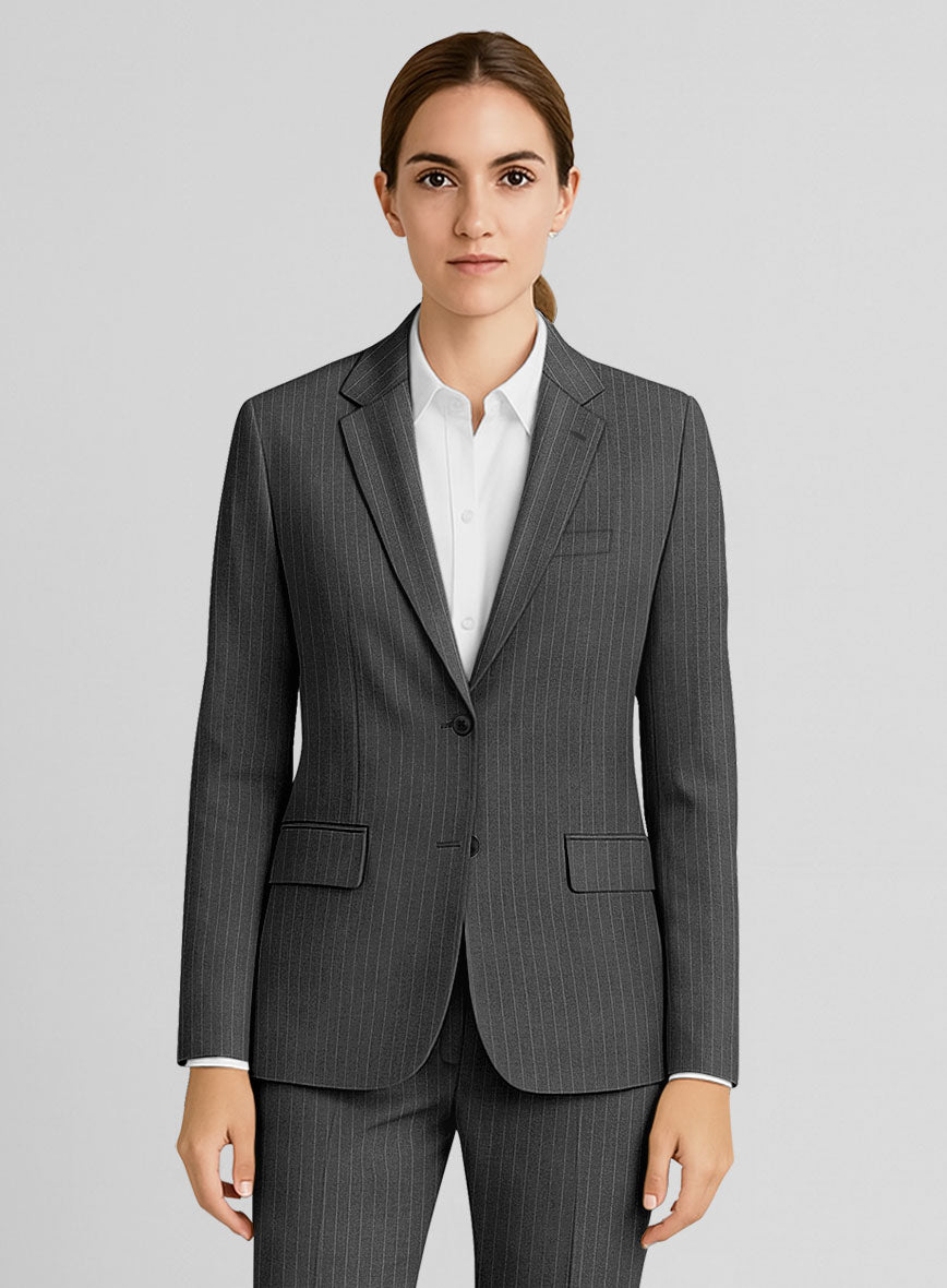 Women's Gray Pinstripe Jacket - StudioSuits