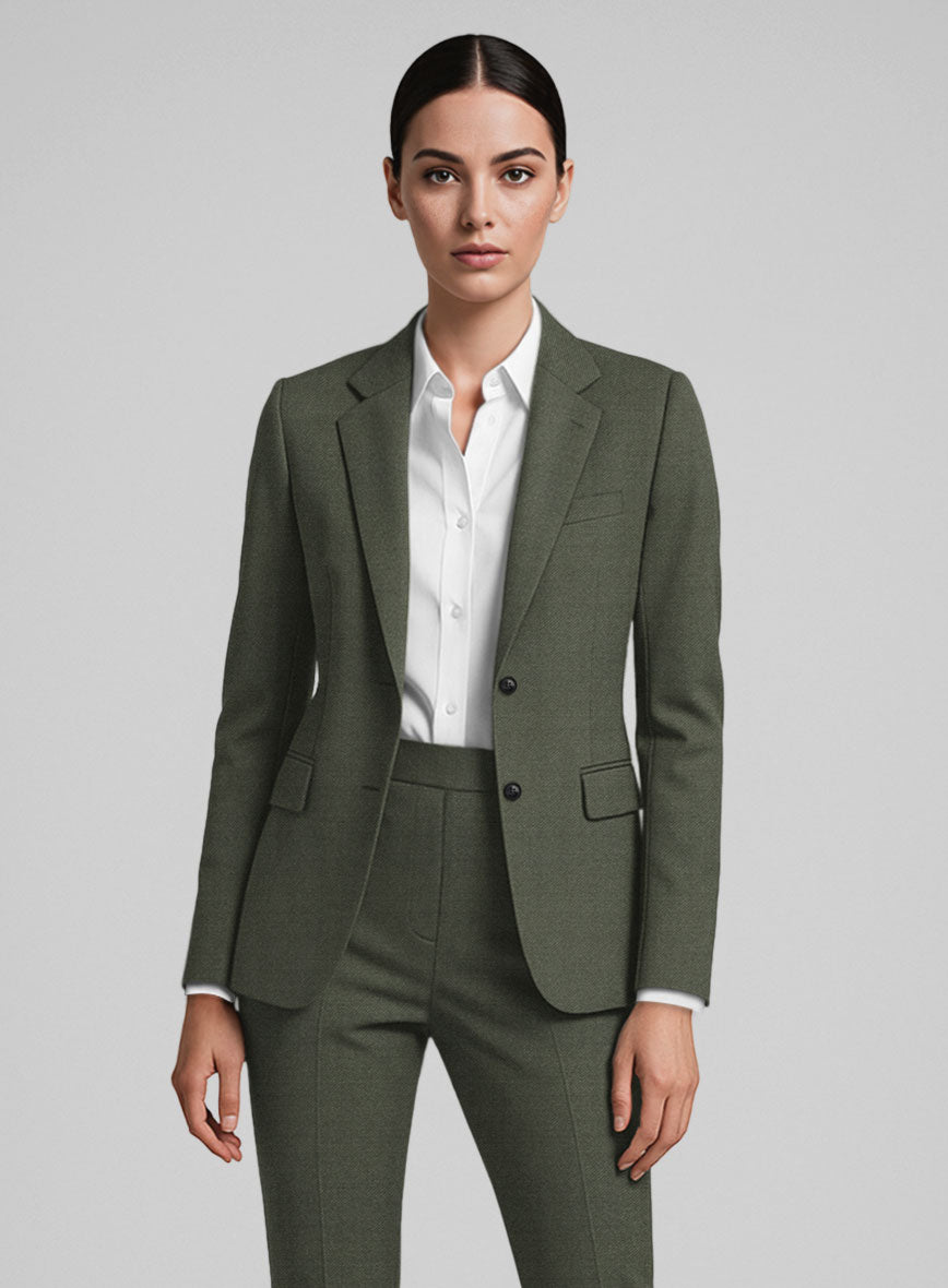 Women's Guabello Twill Green Jacket - StudioSuits