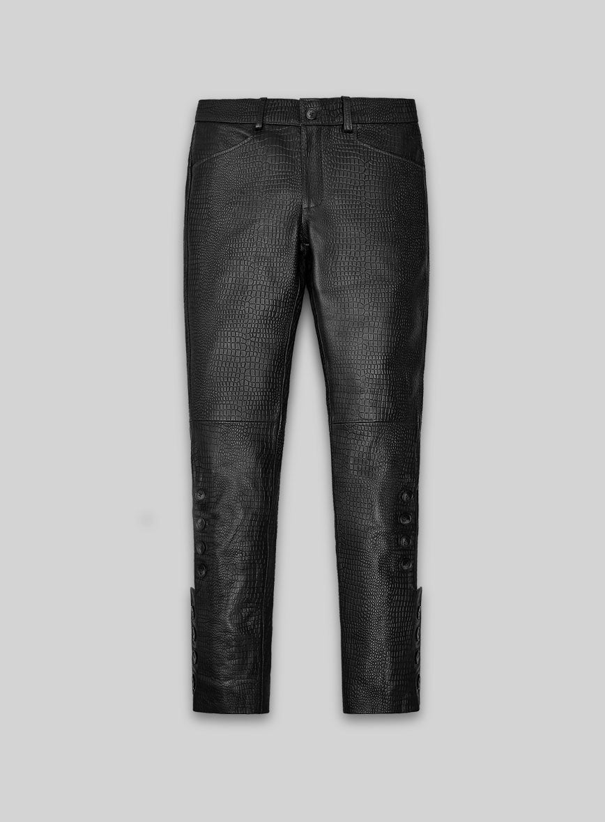 Women's Crocodile Black Zephyr Leather Pants – StudioSuits