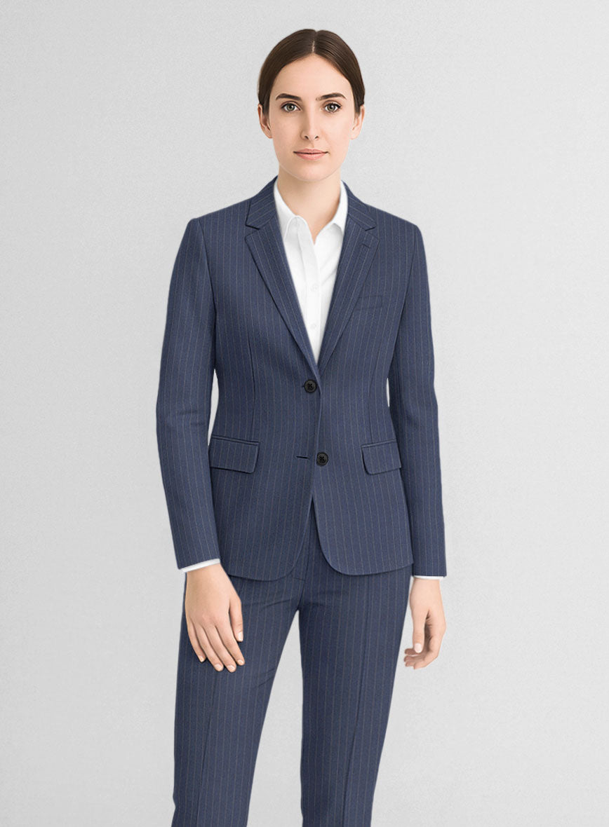 Women's Ink Blue pinstripe Jacket - StudioSuits