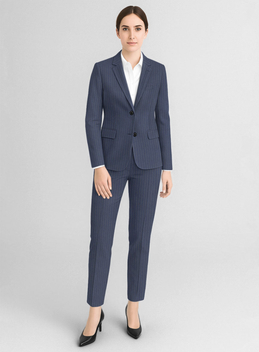navy blue dress suit womens Women's Ink Blue Pinstripe Suit by StudioSuits
