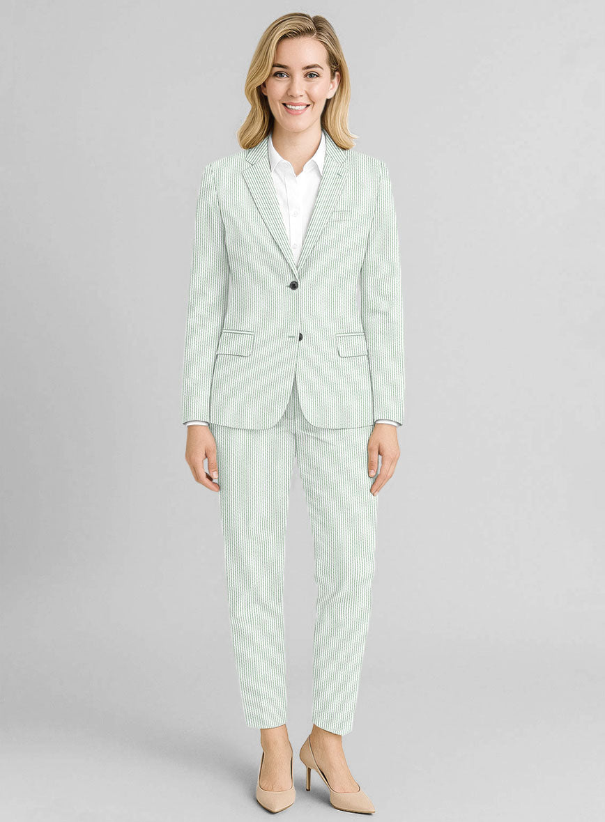 Women's Light Green Seersucker Suit - StudioSuits
