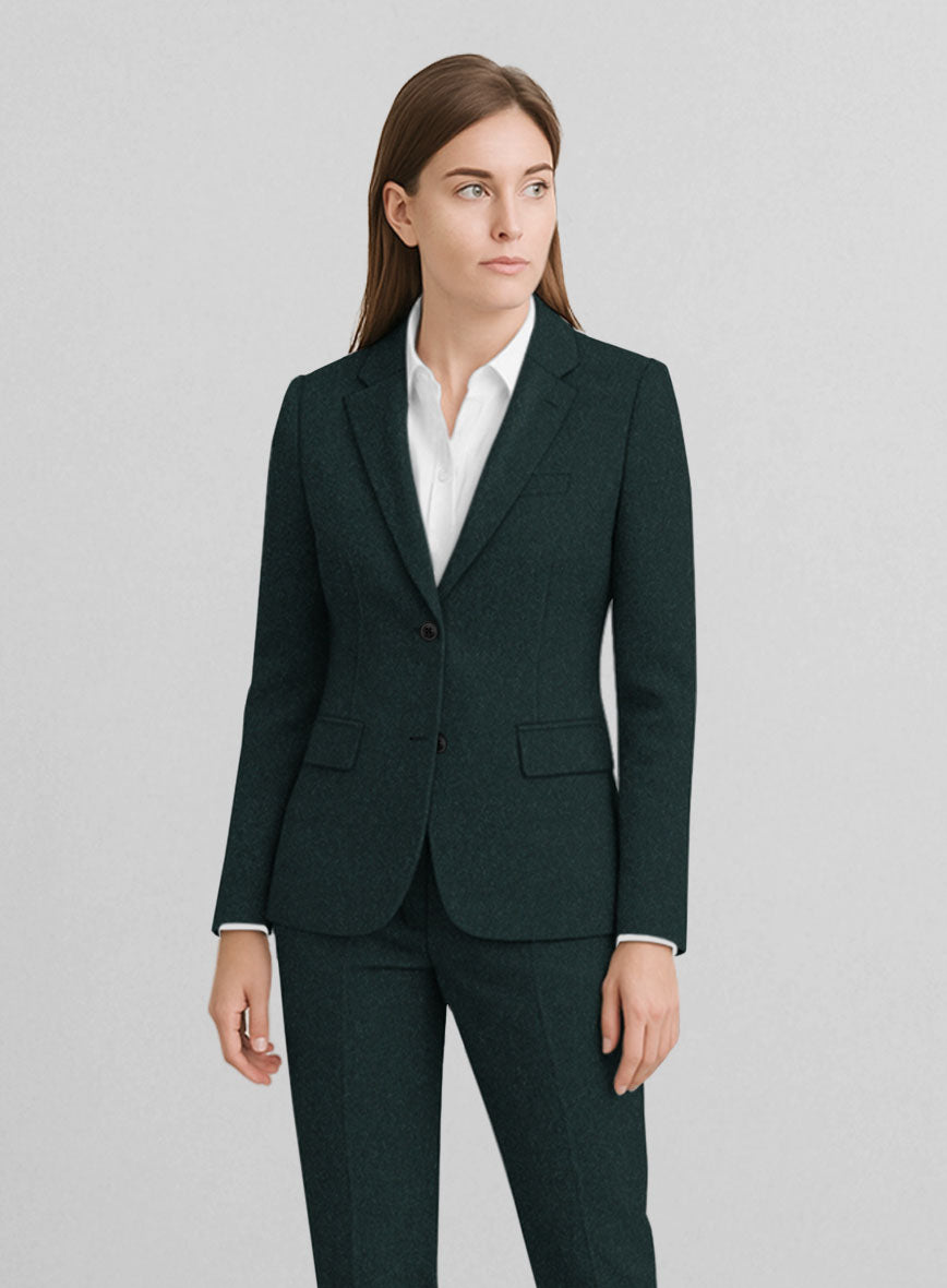 Women's Naples Bello Green Tweed Jacket - StudioSuits