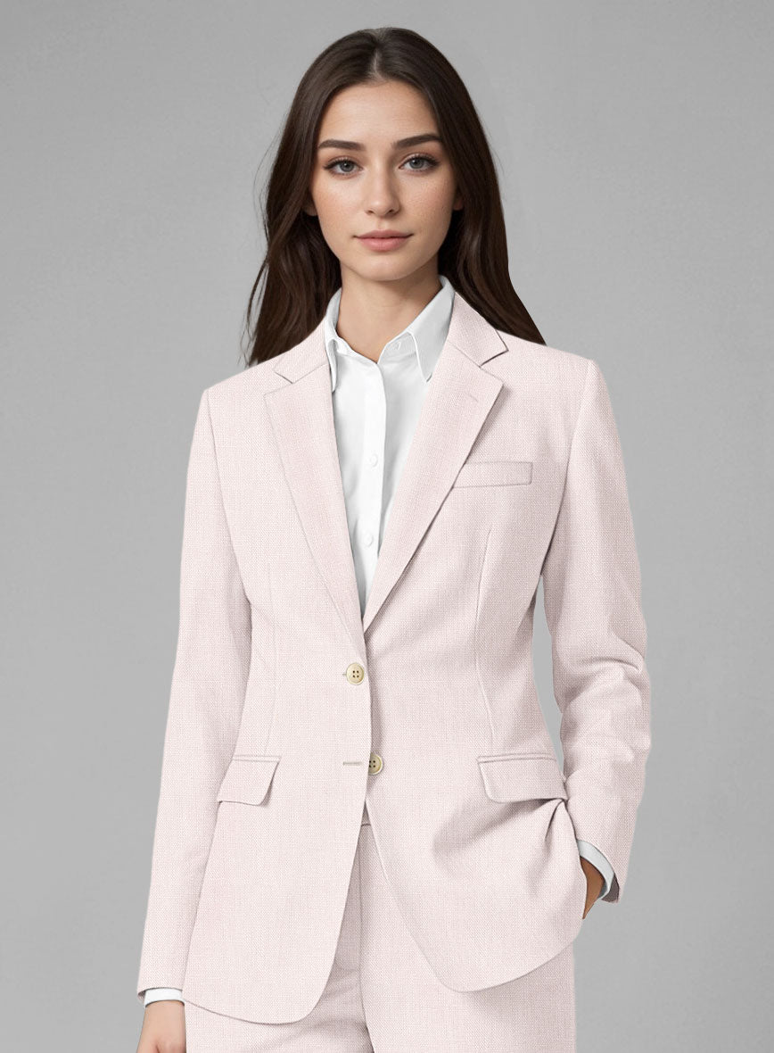 Women's Roman Light Pink Linen Suit - StudioSuits