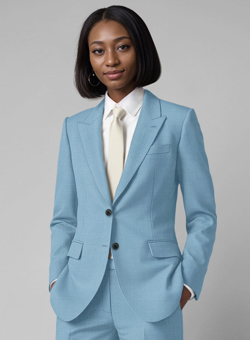 Women's Taj Blue Wool Jacket - StudioSuits