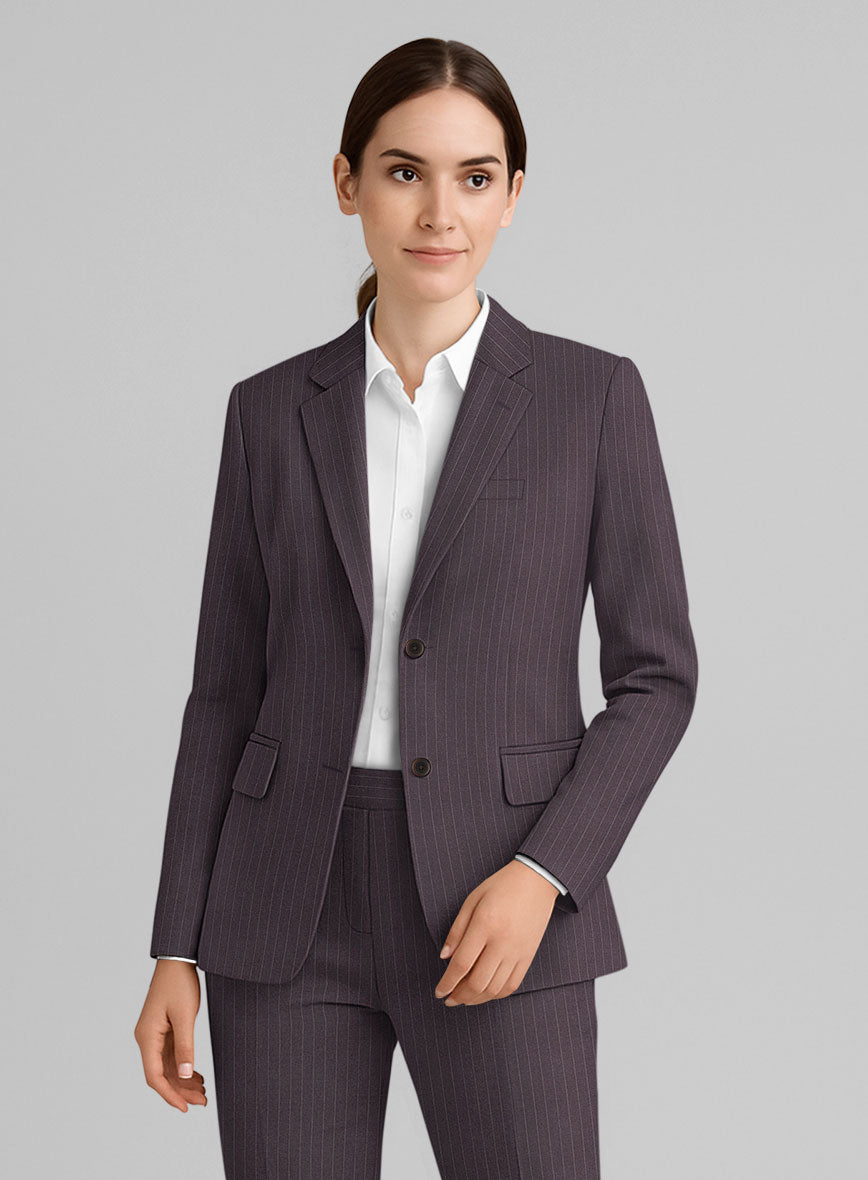 Women's Wine Pinstripe Jacket - StudioSuits